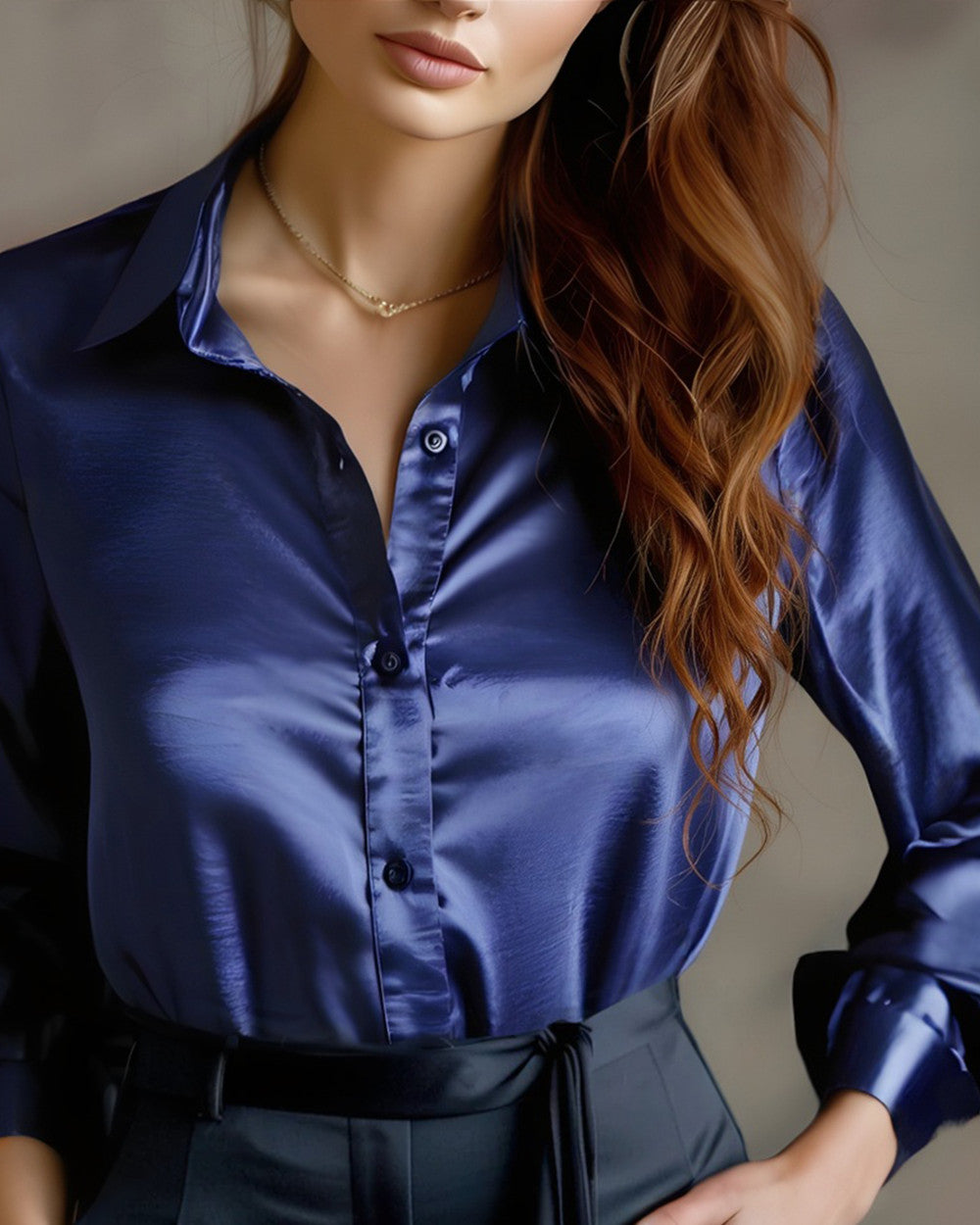 Lena Satin Bluse Langarm