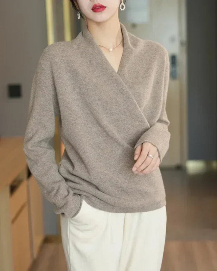 Lena Kaschmirpullover Wickeloptik Damen