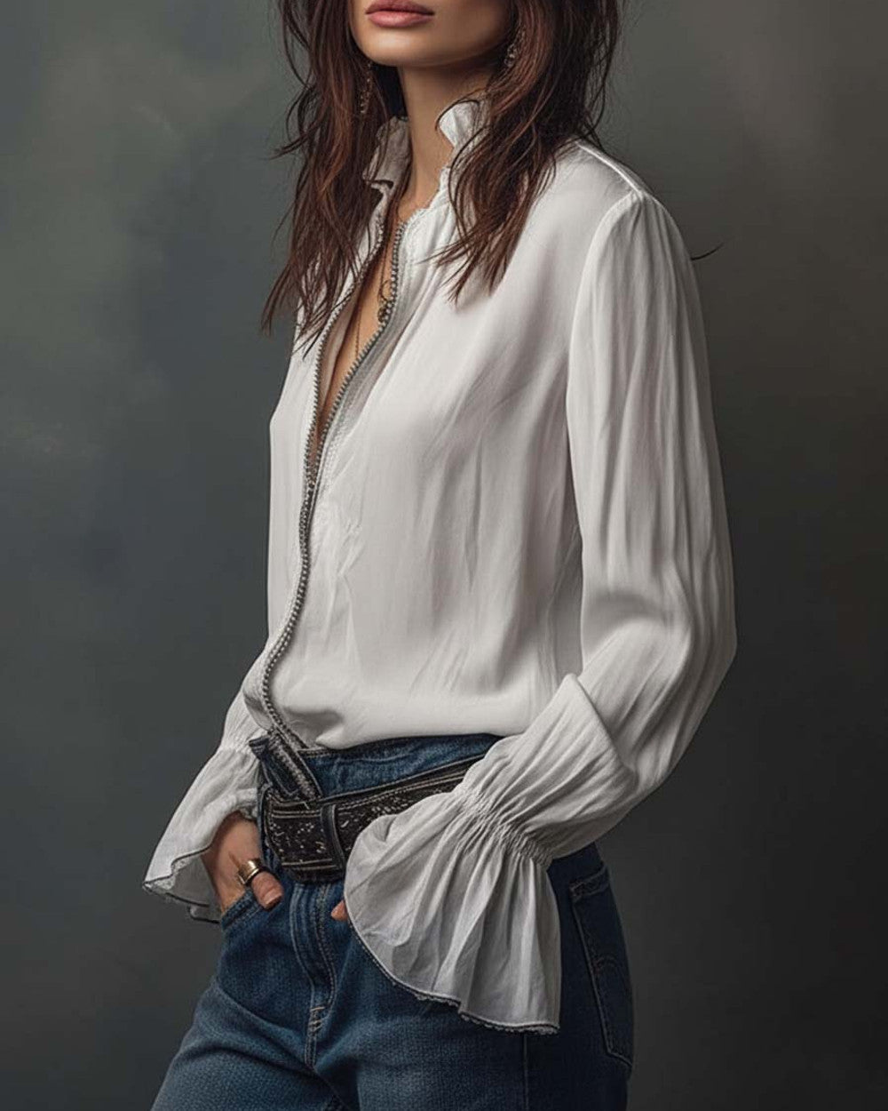 Emma Weiße Bluse mit Rüschen