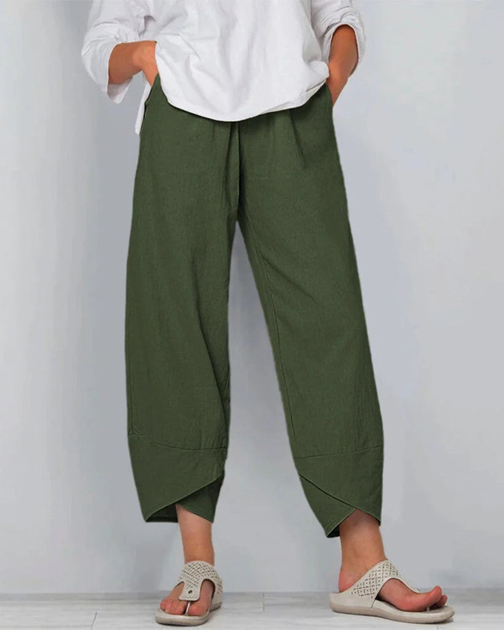 Netha Weite Leinenhose Damen Luftig