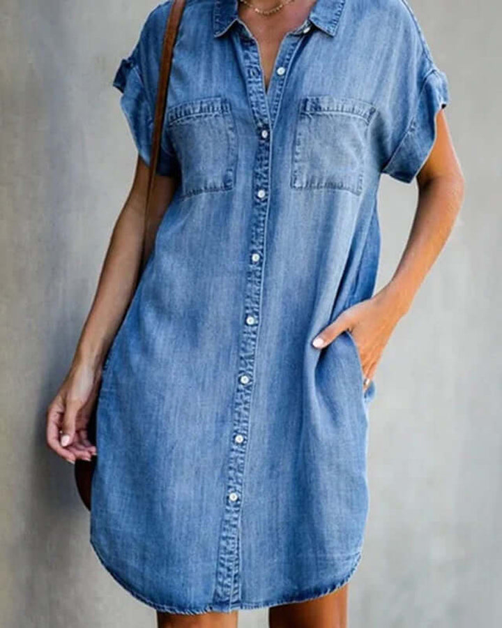 Malou Jeanskleid Damen Denim Kurzarm