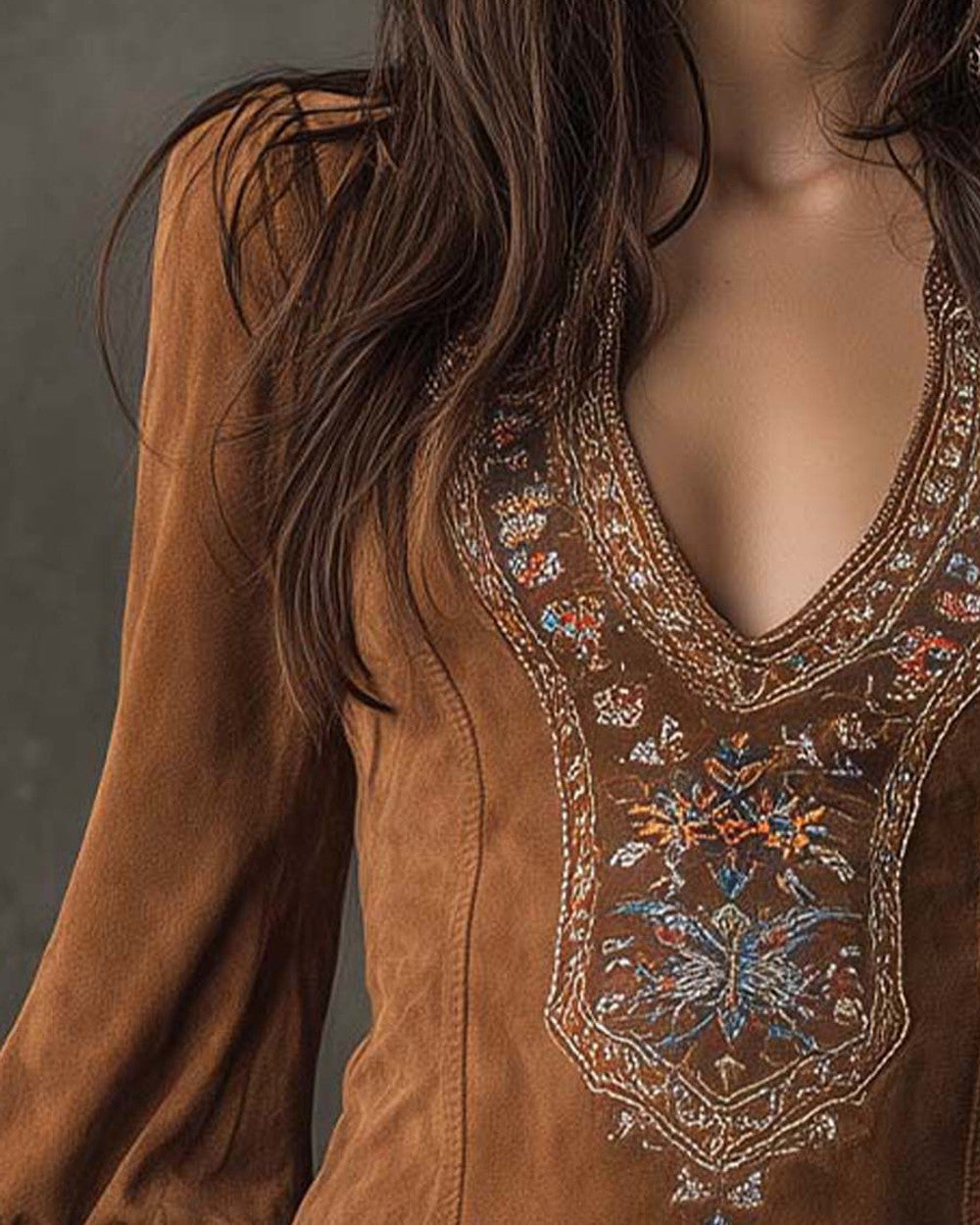 Emma Braunes Wildleder Minikleid