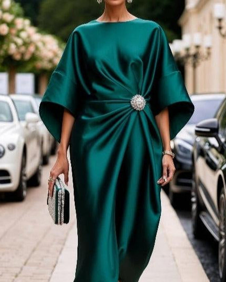 Lena Glänzendes Satin Maxikleid Lang