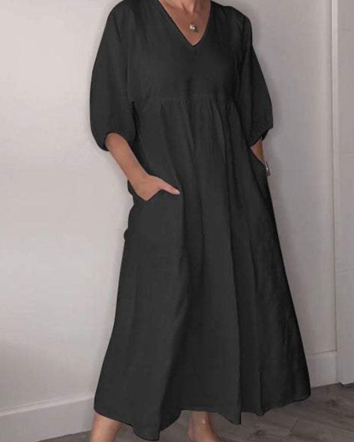 Wylla Bequemes Schickes V-Ausschnitt Kleid