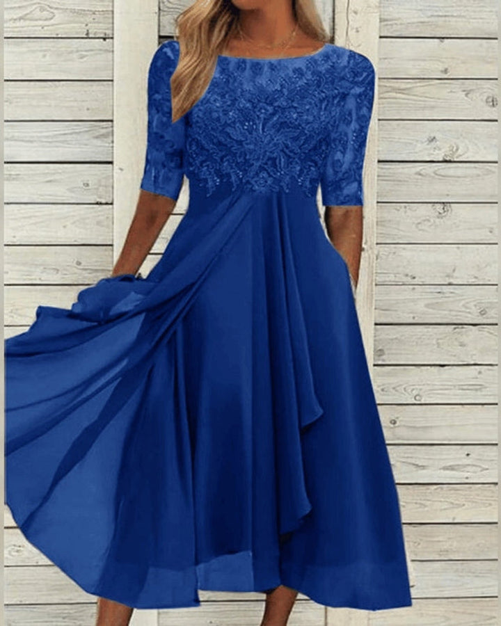 Savannah Damen Chiffon Mittellanges Kleid