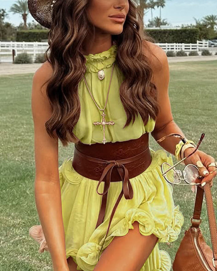 Lena Chiffon Neckholder Volant Bluse