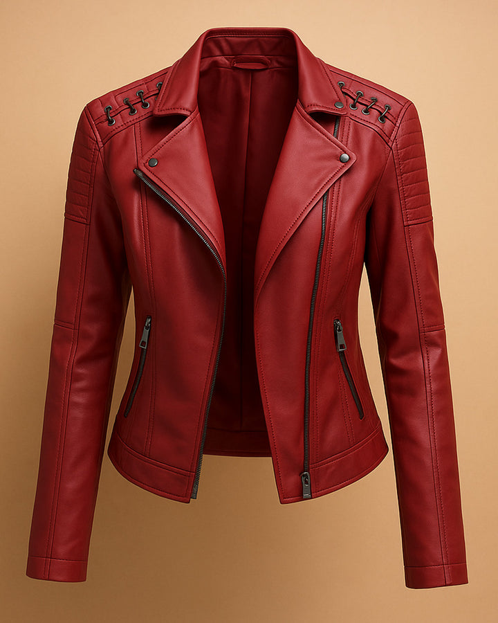 Sophie Taillierte Kunstlederjacke Stehkragen