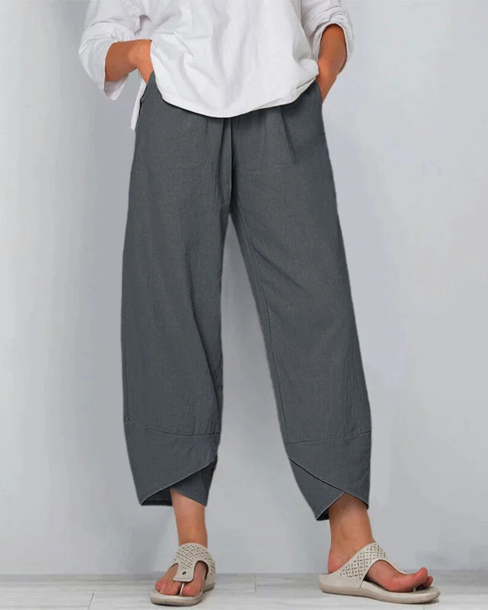 Netha Weite Leinenhose Damen Luftig