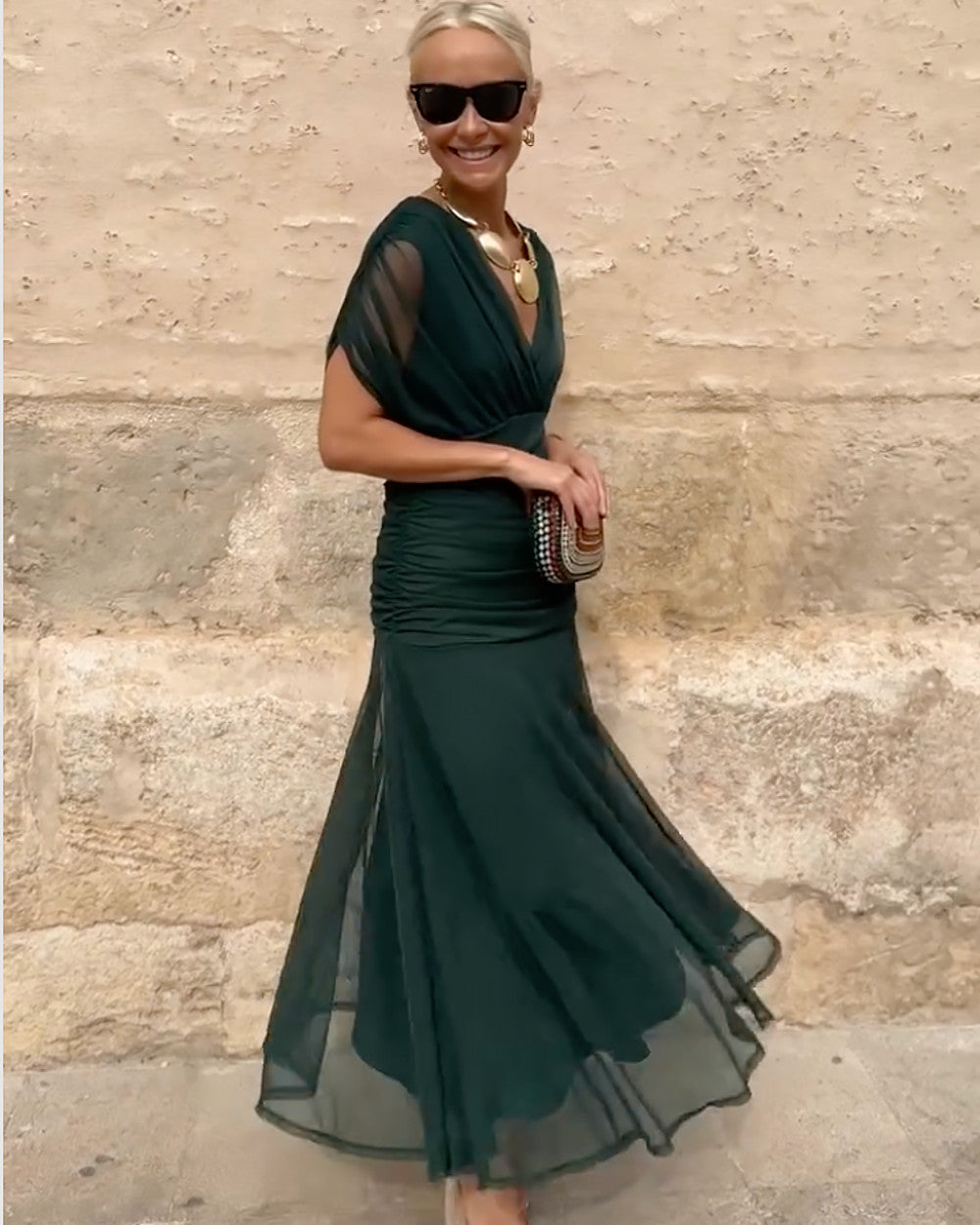 Bella Festliches Maxikleid V-Ausschnitt