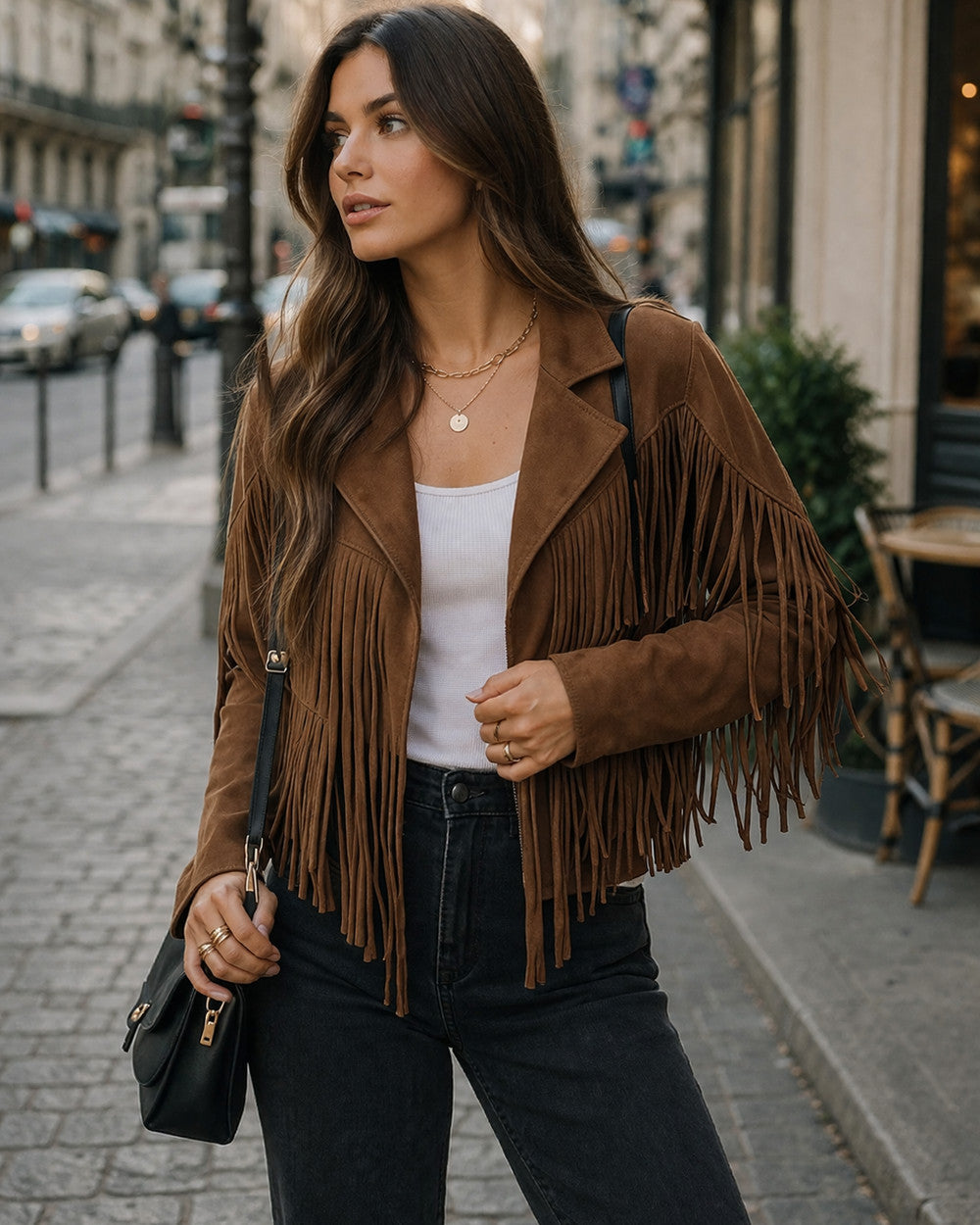 Nina Wildlederjacke Fransen