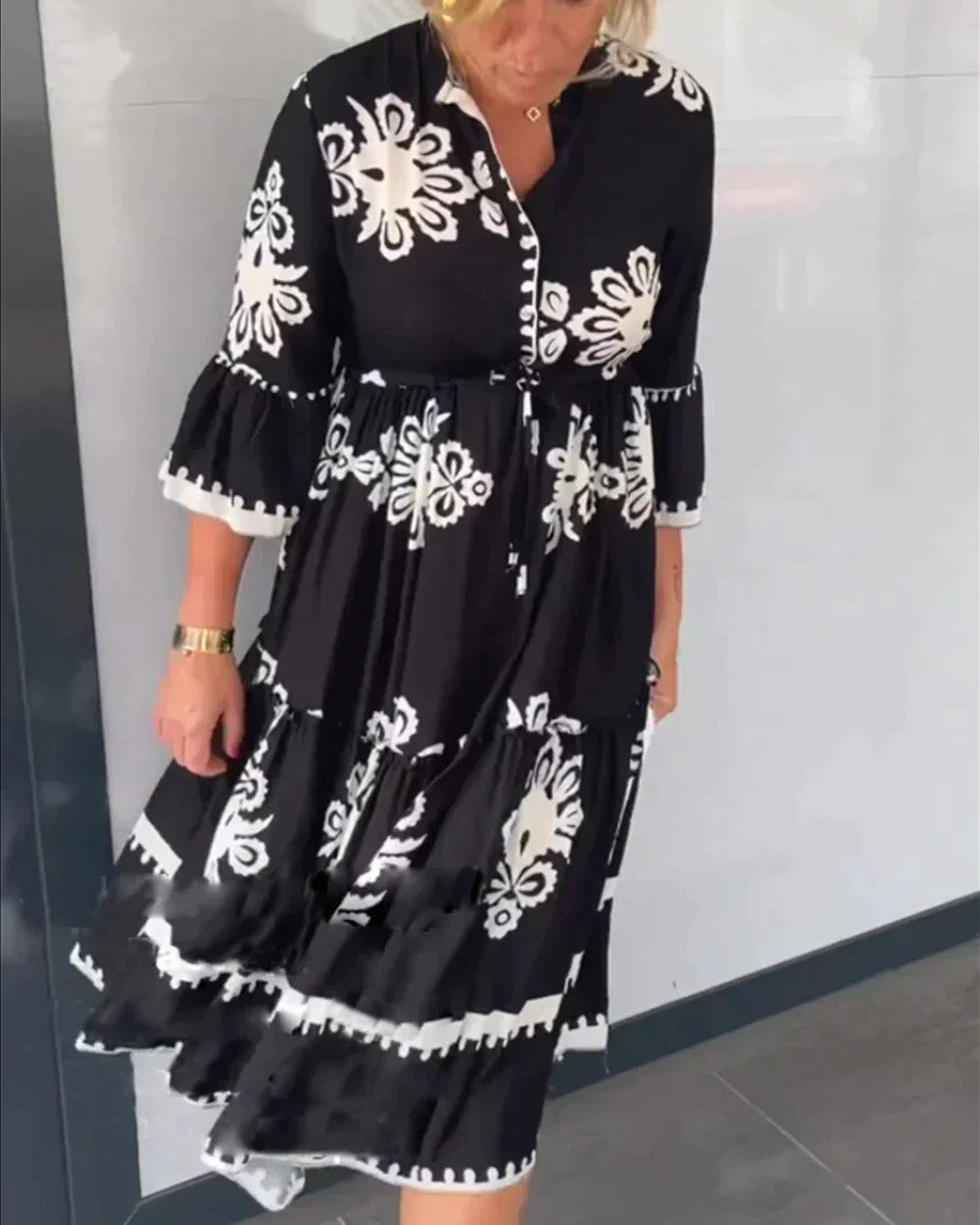 Lena Herbstkleid mit Blumendruck