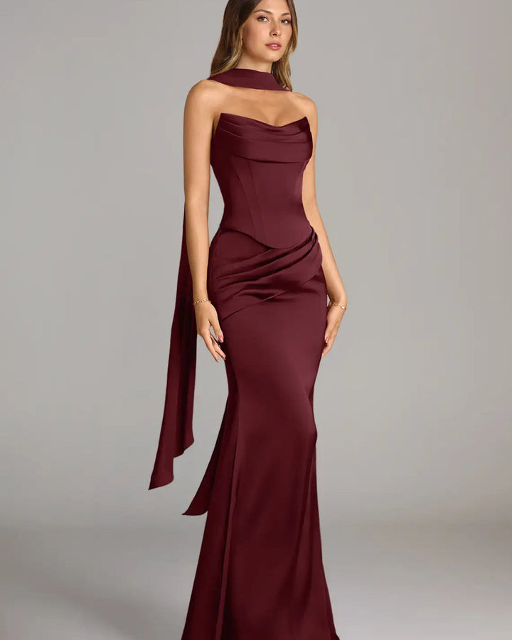 Sorrel Meerjungfrau Abendkleid Lang Satin