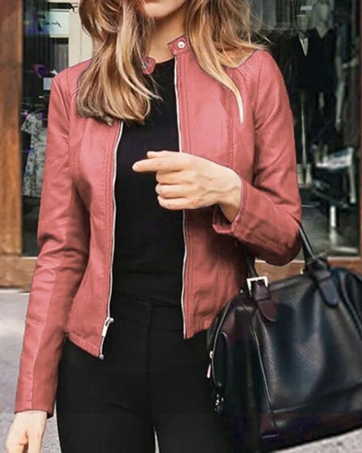 Lena Glatte Kunstlederjacke Damen