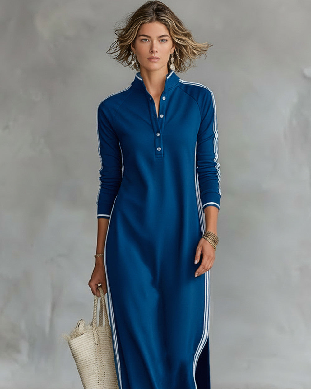 Lena Knopfleiste Kleid Besatz