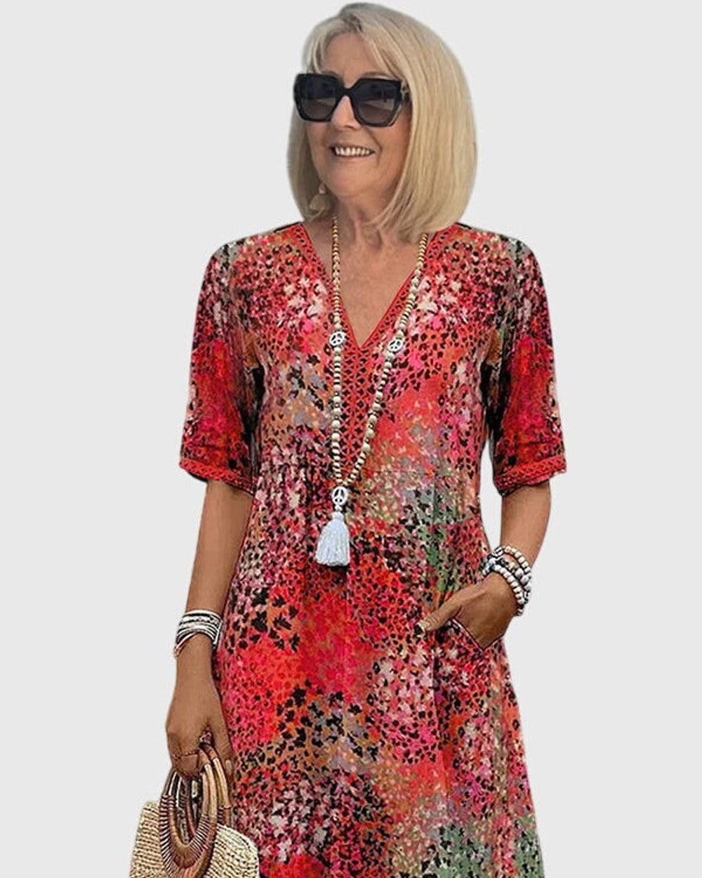 Bella Blumiges Midi Kleid Damen