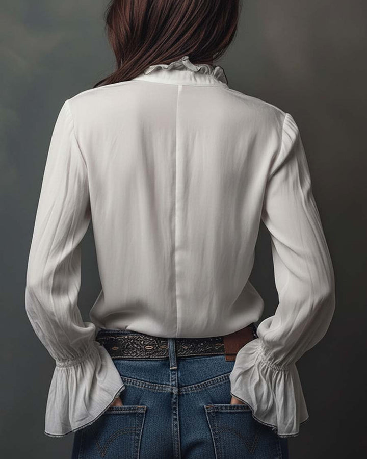 Emma Weiße Bluse mit Rüschen