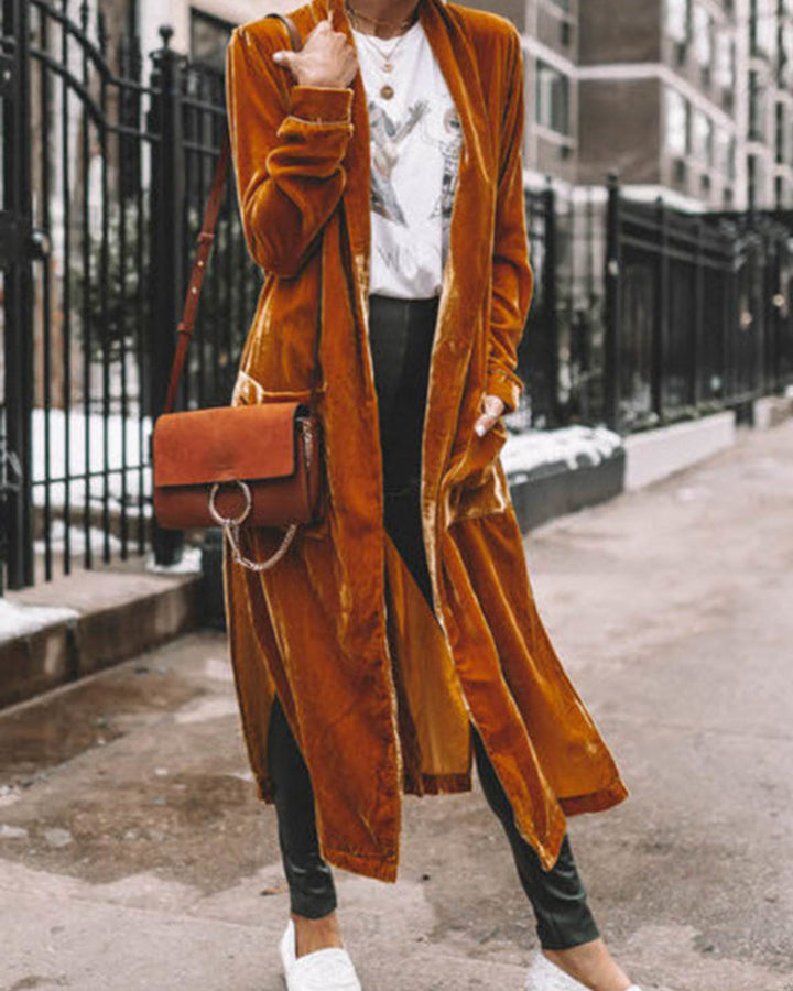 Lena Samtiger Kimono Mantel Damen