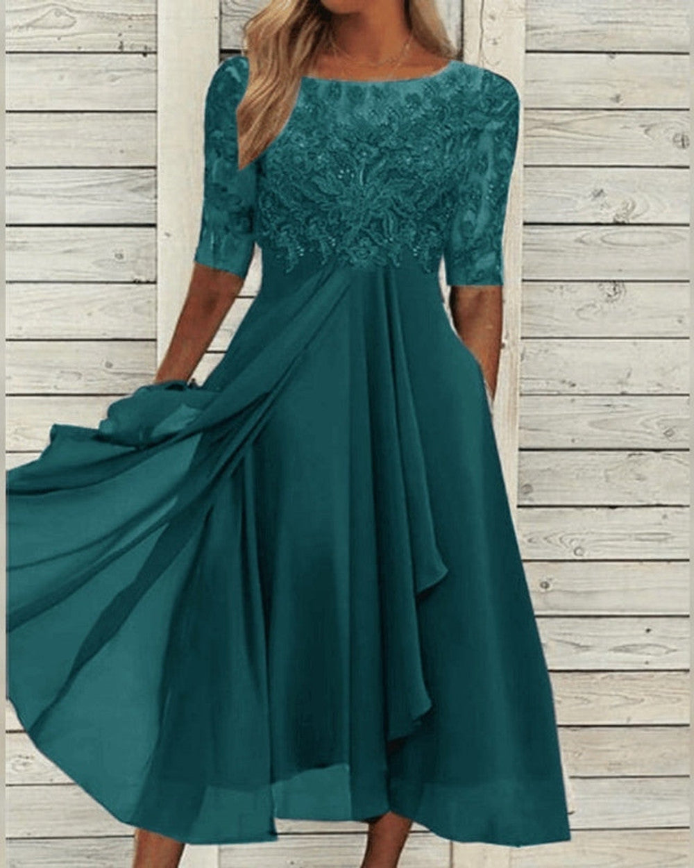 Savannah Damen Chiffon Mittellanges Kleid