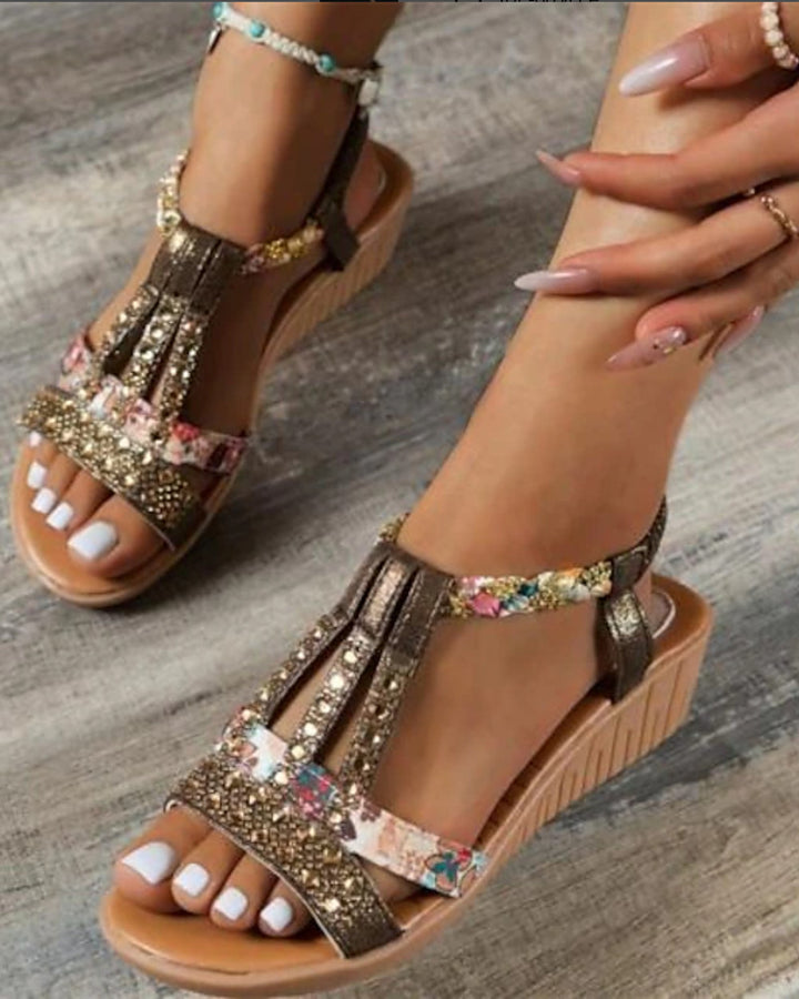 Sara Keilsandalen Strass Glitzer Damen