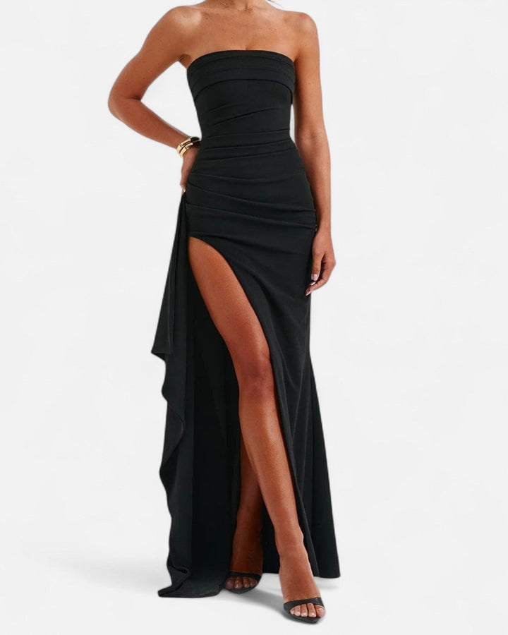 Lena Trägerloses Abendkleid mit Schlitz