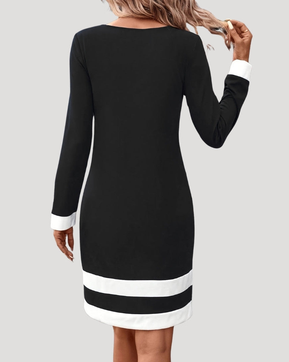 Emma Elegantes Farbblock Midi Kleid