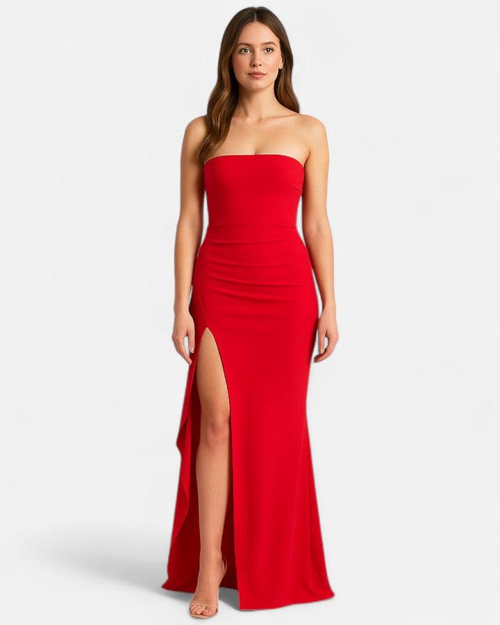 Lena Trägerloses Abendkleid mit Schlitz