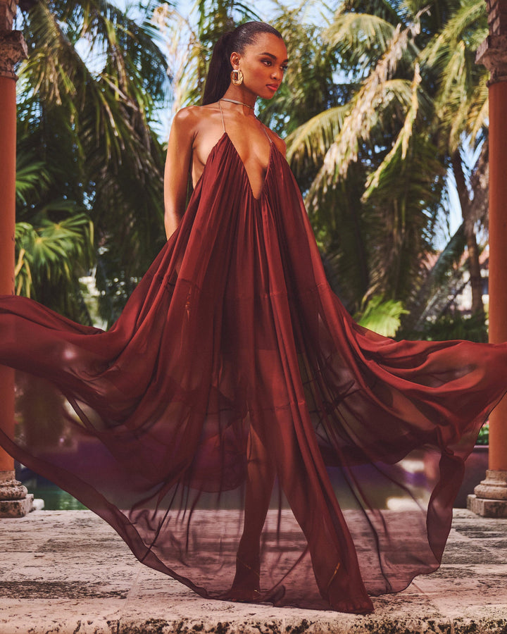Lena Langes Chiffon Abendkleid