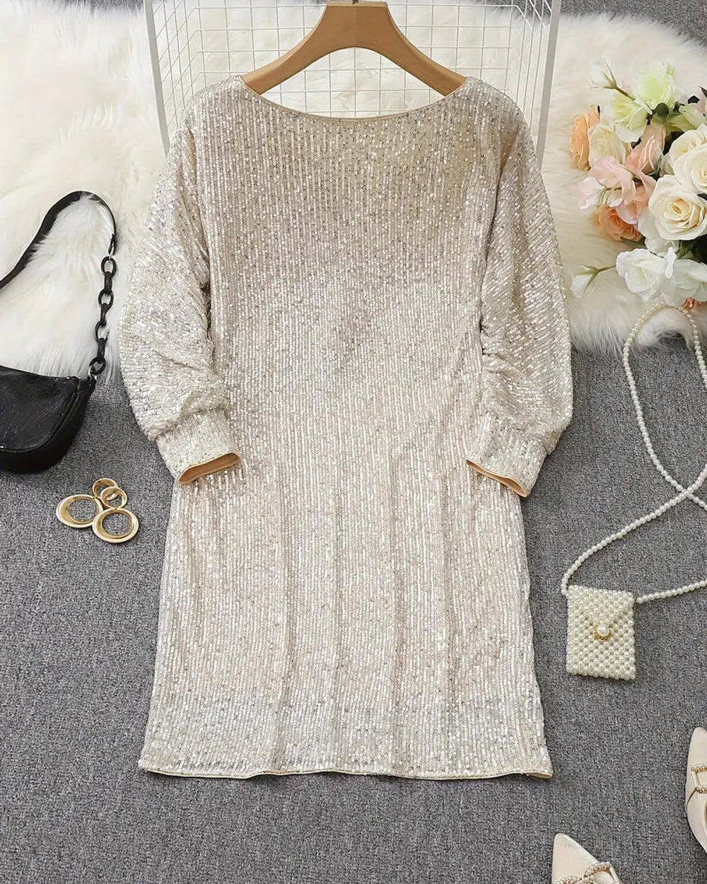 Aria Pailletten Festkleid Damen