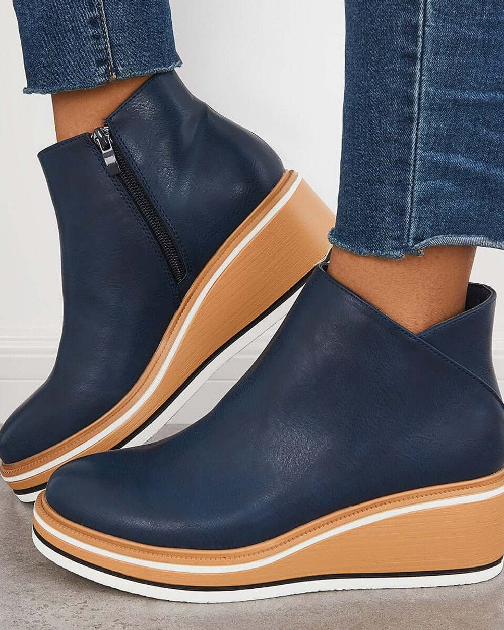 Lena Keilabsatz Stiefeletten Reißverschluss