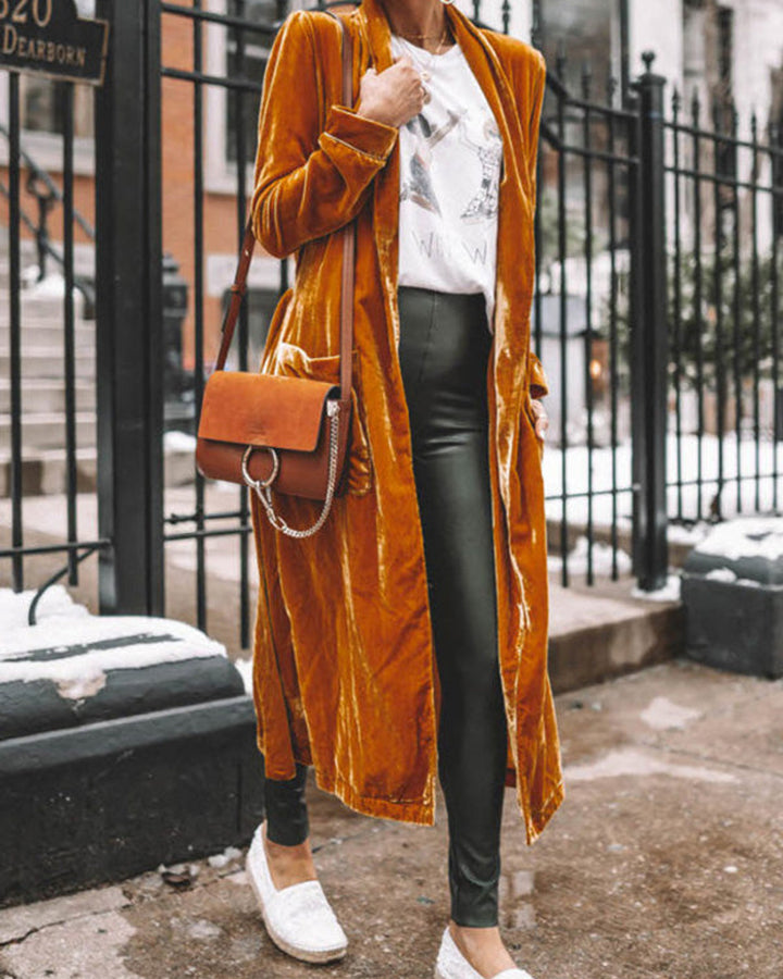 Lena Samtiger Kimono Mantel Damen