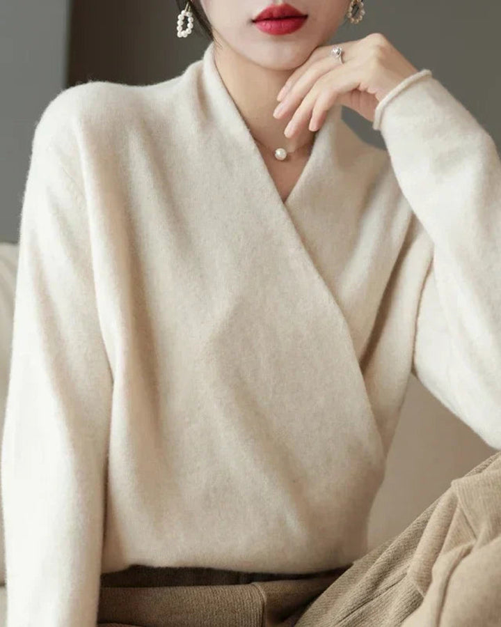 Lena Kaschmirpullover Wickeloptik Damen