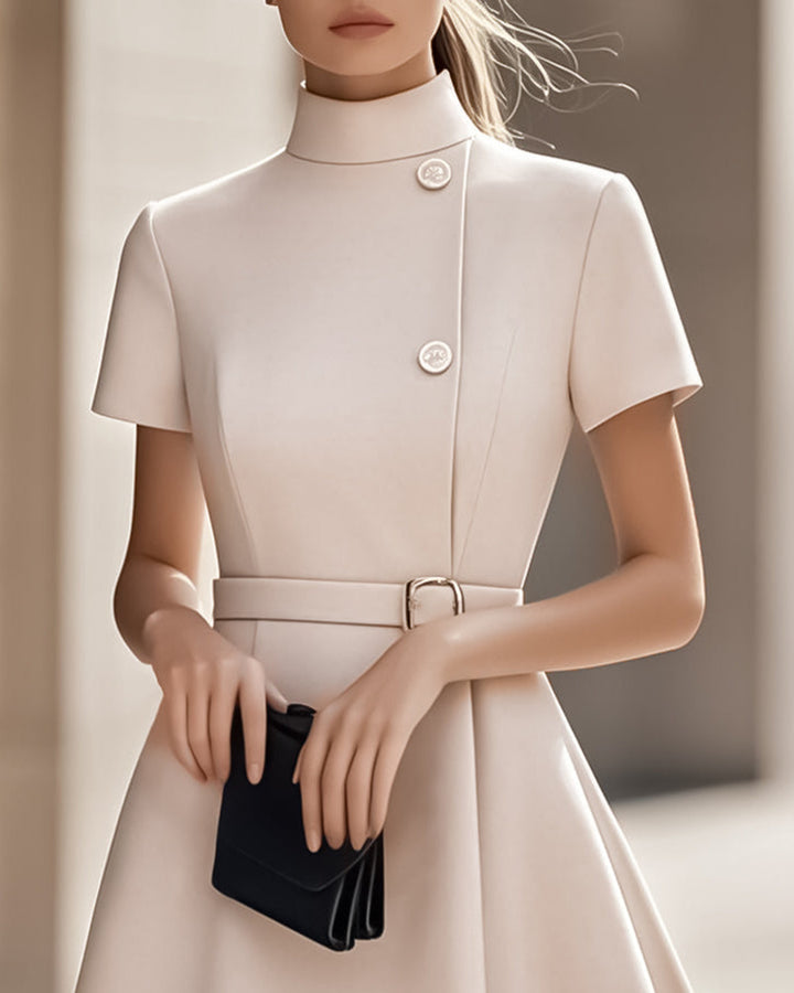 Lena Hochkragen Kleid Taillengürtel