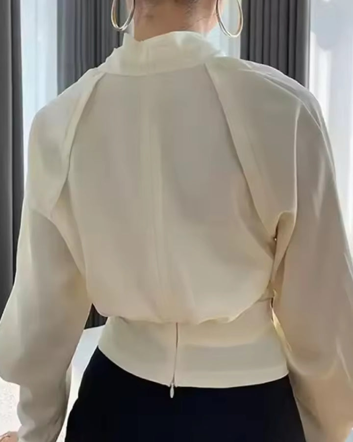 Emma Bluse Puffärmel V-Ausschnitt