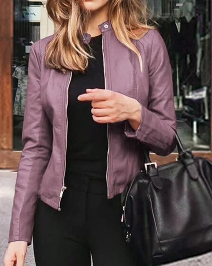 Lena Glatte Kunstlederjacke Damen