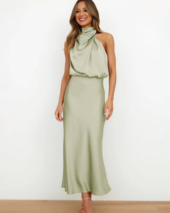 Lena Langes Abendkleid Neckholder Satin