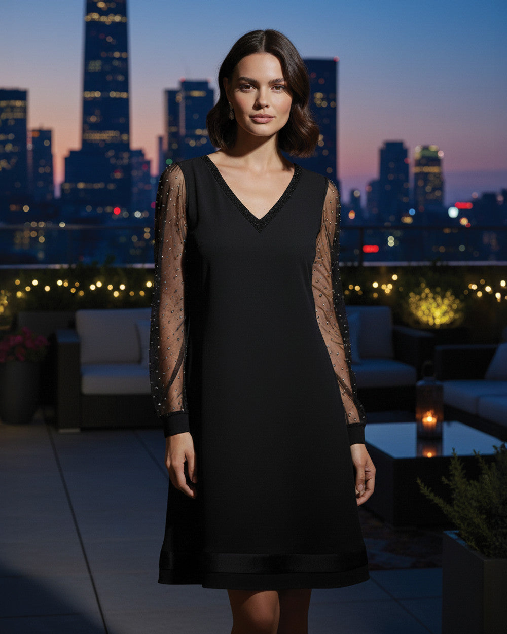 Matilda Langes Abendkleid V-Ausschnitt