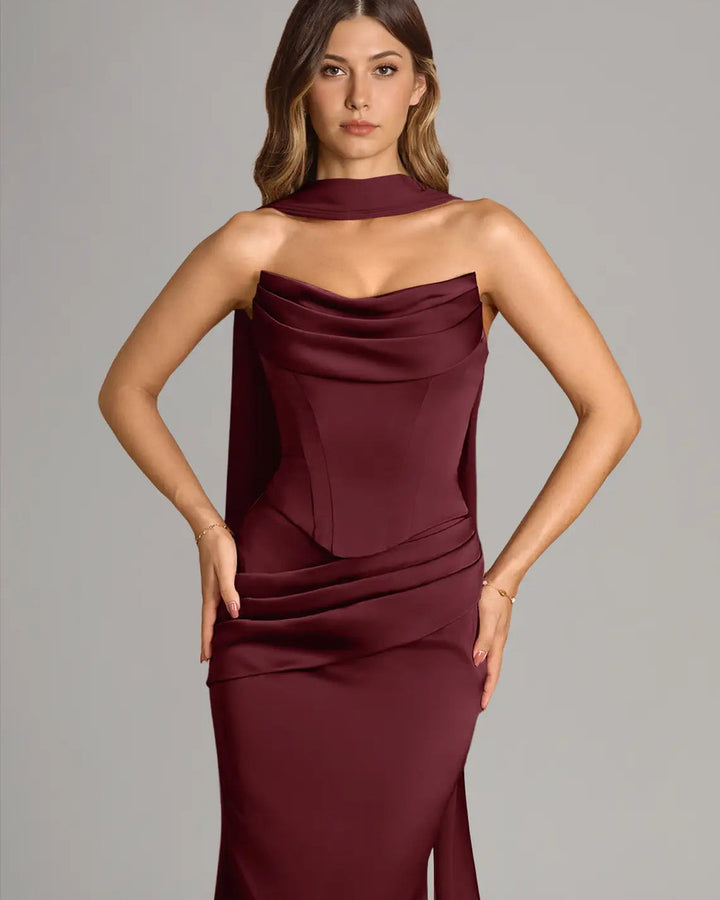 Sorrel Meerjungfrau Abendkleid Lang Satin