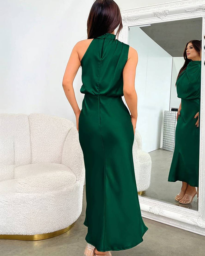 Lena Langes Abendkleid Neckholder Satin