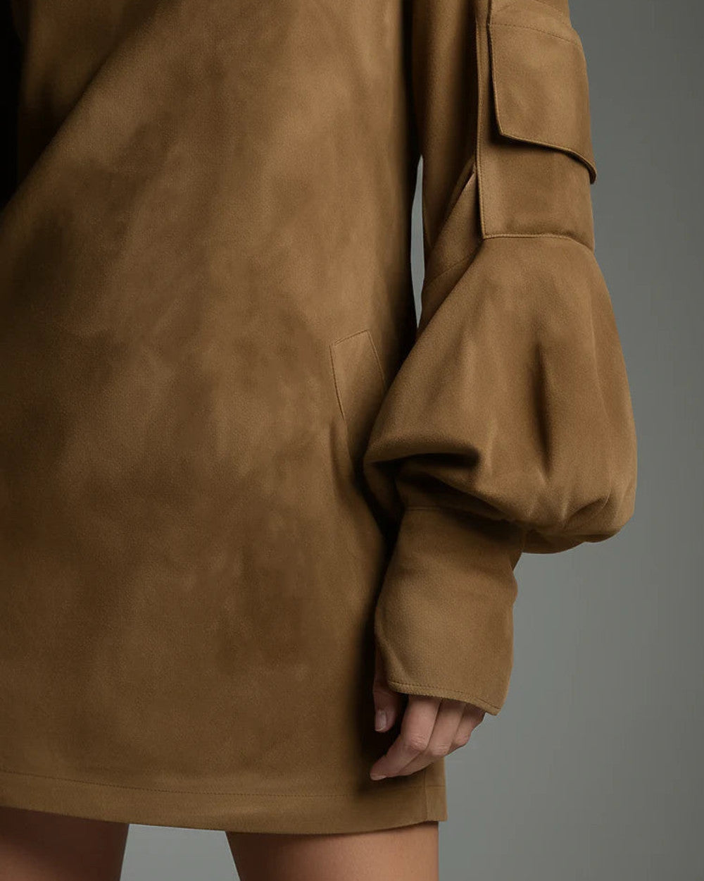 Lena Wildleder Rollkragen Minikleid
