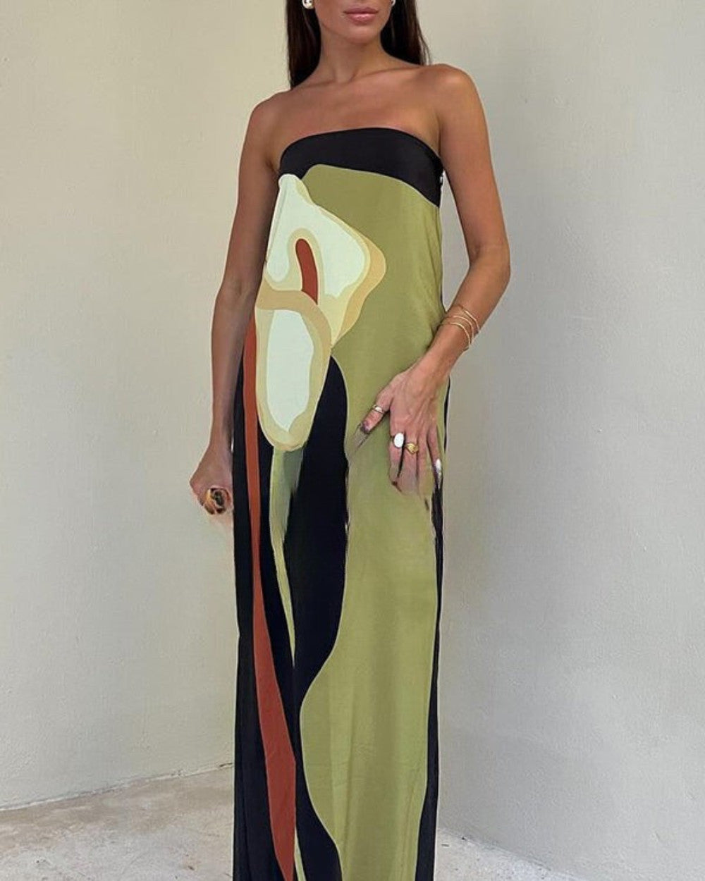 Jaime Schulterfreies Maxikleid Blumenmuster