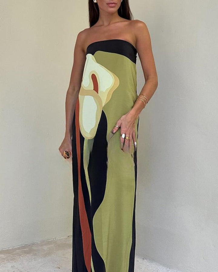 Jaime Schulterfreies Maxikleid Blumenmuster